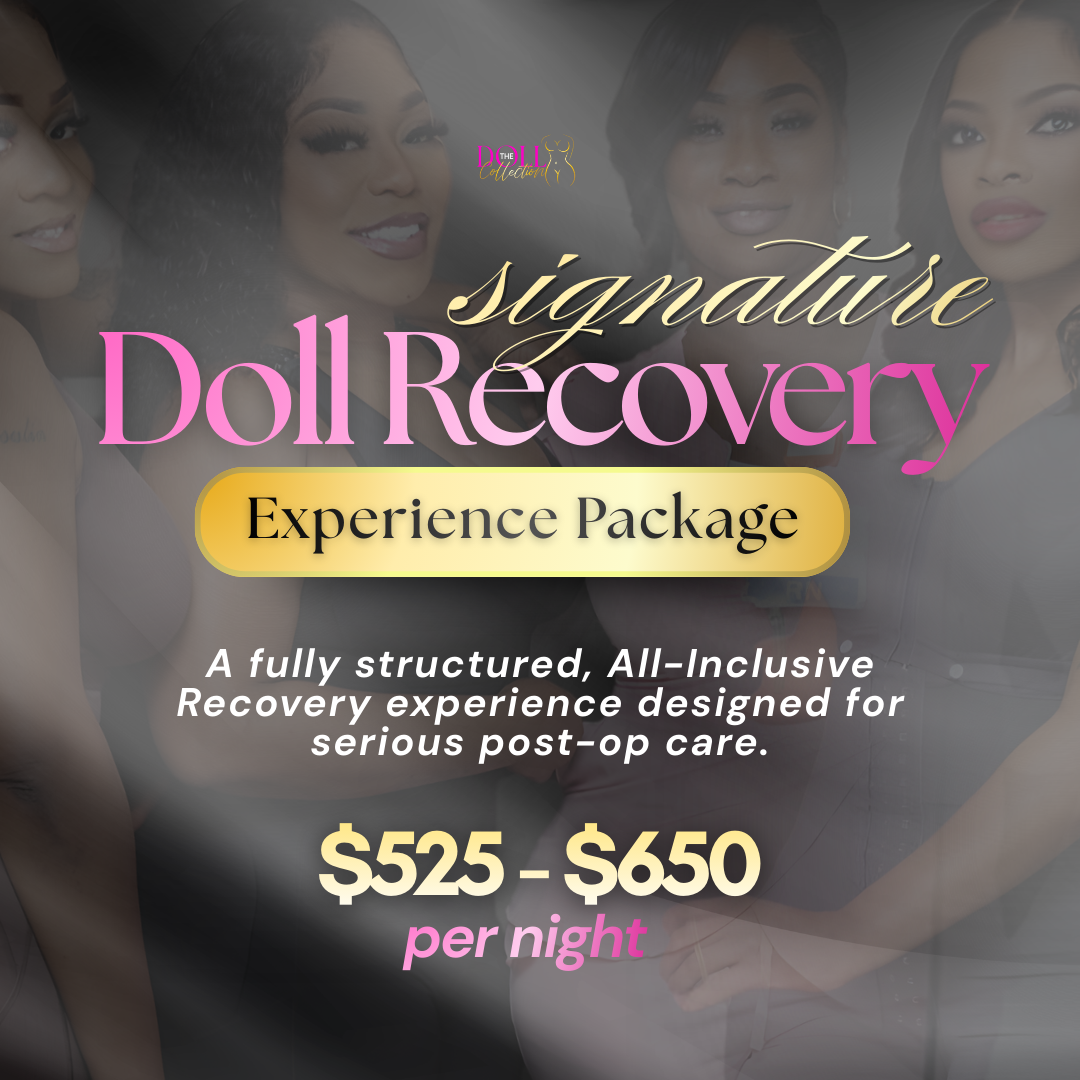 Advertisement for Doll Recovery Experience Package with pricing and branding.